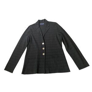 Jones New York Signature Black Blazer Jacket Textured Buttons & Pockets Large